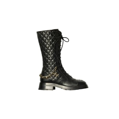 CHANEL LACE-UPS LAMBSKIN & GRAINED CALFSKIN BLACK G39394 Y56181 94305 